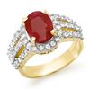 Image 1 : 4.70 CTW Ruby & Diamond Ring 14K Yellow Gold - REF-140H9M - 13151