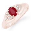 Image 1 : 0.83 CTW Ruby & Diamond Ring 14K Rose Gold - REF-38W2H - 12920