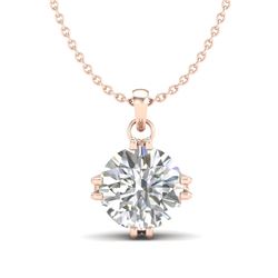 1 CTW VS/SI Diamond Solitaire Art Deco Stud Necklace 18K Rose Gold - REF-294N2A - 36915