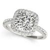 Image 1 : 1.01 CTW Certified VS/SI Cushion Diamond Solitaire Halo Ring 18K White Gold - REF-222M2F - 27114