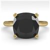 Image 1 : 6.0 CTW Cushion Black Diamond Engagement Designer Ring Size 7 14K Yellow Gold - REF-142Y2X - 38489