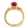 Image 2 : 3.70 CTW Ruby & Diamond Ring 10K Yellow Gold - REF-36X7R - 11682