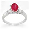 Image 1 : 1.45 CTW Ruby & Diamond Ring 14K White Gold - REF-43K6W - 11779