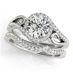 1.20 CTW Certified VS/SI Diamond 2Pc Set Solitaire Halo 14K White Gold - REF-203N8A - 31201