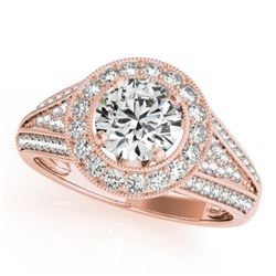 1.70 CTW Certified VS/SI Diamond Solitaire Halo Ring 18K Rose Gold - REF-416V4Y - 26719