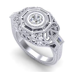 0.75 CTW VS/SI Diamond Art Deco Ring 18K White Gold - REF-200M2F - 37043