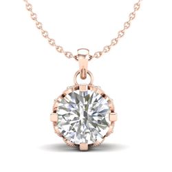 1.14 CTW VS/SI Diamond Solitaire Art Deco Stud Necklace 18K Rose Gold - REF-205W5H - 36843