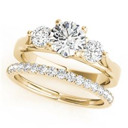 1.92 CTW Certified VS/SI Diamond 3 Stone 2Pc Wedding Set 14K Yellow Gold - REF-430Y2X - 32035