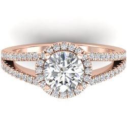 2 CTW Certified VS/SI Diamond Solitaire Micro Halo Ring 14K Rose Gold - REF-512W2H - 30379