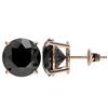 Image 2 : 5.15 CTW Fancy Black VS Diamond Solitaire Stud Earrings 10K Rose Gold - REF-99M5F - 36715