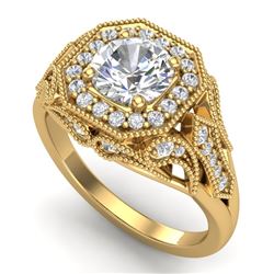 1.75 CTW VS/SI Diamond Solitaire Art Deco Ring 18K Yellow Gold - REF-436M4F - 37321