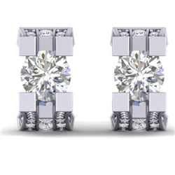 2.25 CTW Certified VS/SI Diamond Art Deco Stud Micro Earrings 14K White Gold - REF-233R5K - 30288