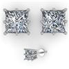 Image 2 : 1.0 CTW VS/SI Princess Diamond Stud Solitaire Earrings 18K White Gold - REF-178M2F - 35829