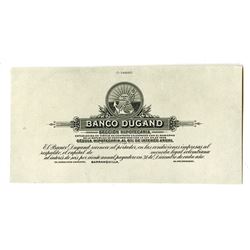 Banco Dugand, 1919-22 Proof Banknote.