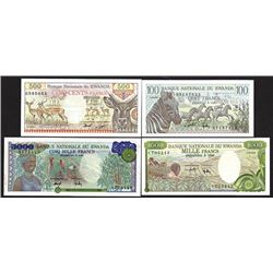 Banque Nationale du Rwanda, 1978, Quartet of Issued Banknotes