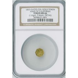 California Gold Token Octagon 1853,  CA Arms, gold, NGC graded MS66