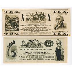 Philadelphia Ad Note Pair, ca.1870's.