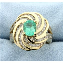 Natural Emerald and Diamond Ring