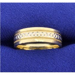 Unique Connected Circle and Beaded edge Gold Wedding Band Ring