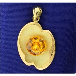 Custom Made 18k Gold and 4 Ct Citrine Designer Pendant