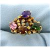 Image 1 : 18K Multi-Color Gemstone Ring