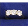 Image 1 : 1 1/2ct 3 Stone CZ Ring in 14k Gold
