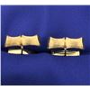 Image 1 : Unique Bamboo Shaped 14k Gold Cuff Links