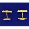 Image 2 : Unique Bamboo Shaped 14k Gold Cuff Links
