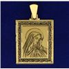 Image 1 : Hand Etched Virgin Mary Pendant n 18k Gold