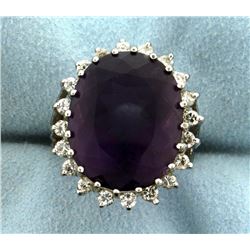 18ct Amethyst and Diamond Ring