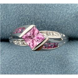 Pink Topaz and Diamond Ring