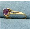 Image 2 : Heart Amethyst and Diamond Ring