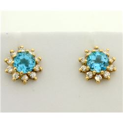 Blue Topaz and Diamond Earrings