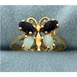 Butterfly Opal and Sapphire Ring