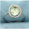 Image 1 : Fancy Cut Green Amethyst and Diamond Ring