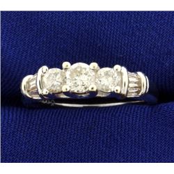 1 ct TW Round and Baguette Diamond Ring