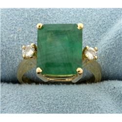 4ct Natural Emerald and Diamond Ring