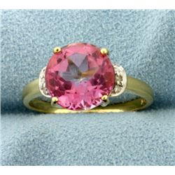 Pink Topaz and Diamond Ring