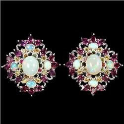 NATURAL OPAL CITRINE RHODOLITE  TOURMALINE Earring