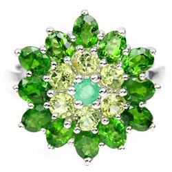 NATURAL GREEN EMERALD PERIDOT CHROME DIOPSIDE Ring