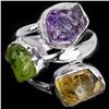 Image 1 : NATURAL ROUGH STONE AMETHYST PERIDOT CITRINE Ring