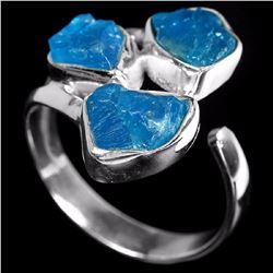 Natural Paraiba Blue Rough Apatite Free Size Ring