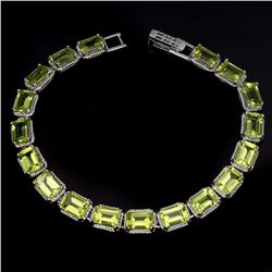 Natural Octagon 7x5mm Green Peridot Bracelet