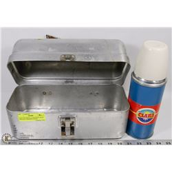 VINTAGE METAL LUNCH BOX WITH VINTAGE THERMOS FROM