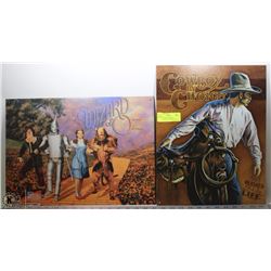 2 METAL SIGNS "COWBOY COUNTRY" AND "THE WIZARDS OF