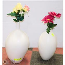 PAIR  OF SHOWHOME VASES WITH SILK FLOWERS