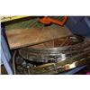 Image 2 : TOTE OF METAL HINGE ROLLS PROPANE LANTERN AND SAW GUIDES