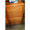 Image 1 : OAK QUEENSIZE HEADBOARD AND PAIR OF OAK NIGHTSTANDS