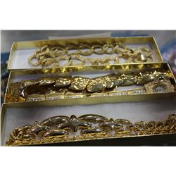 THREE TRAYS OF GOLD TONE NECKLACES AND WATCH