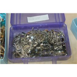 SMALL TOTE OF ESTATE RHINESTONE JEWELLRY